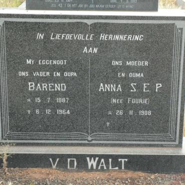 WALT Barend, van der 1887-1964 &amp; Anna S.E.P. FOURIE 1908-