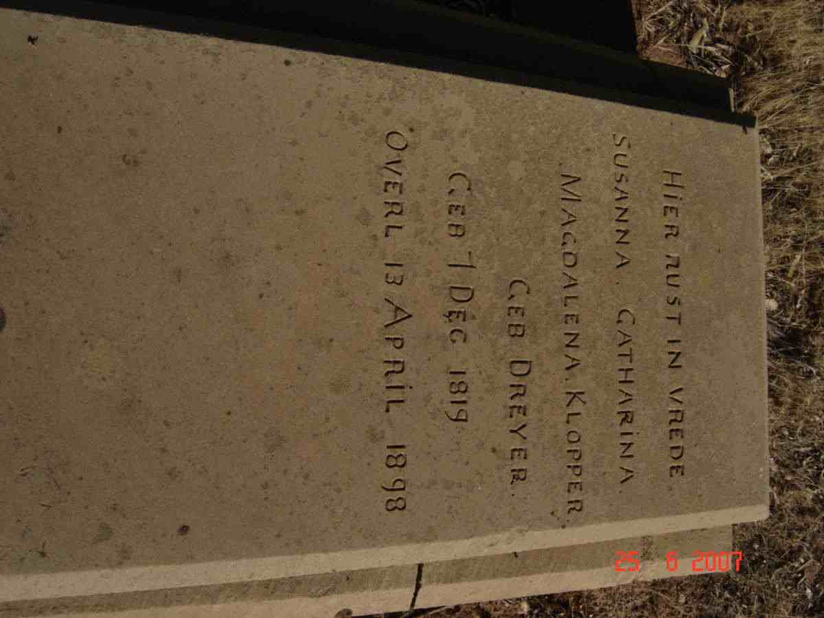KLOPPER Susanna Catharina Magdalena nee DREYER 1819-1898