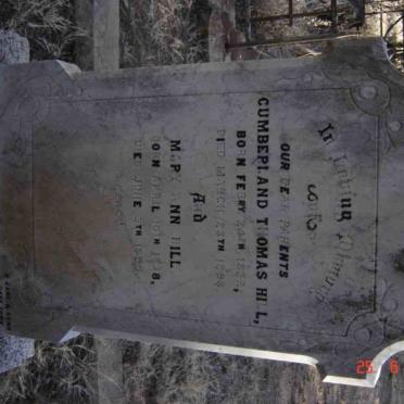 HILL Cumberland Thomas 1832-18983 &amp; Mary Ann 1838-1855