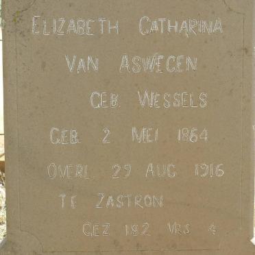ASWEGEN Elizabeth Catharina, van nee WESSELS 1854-1916