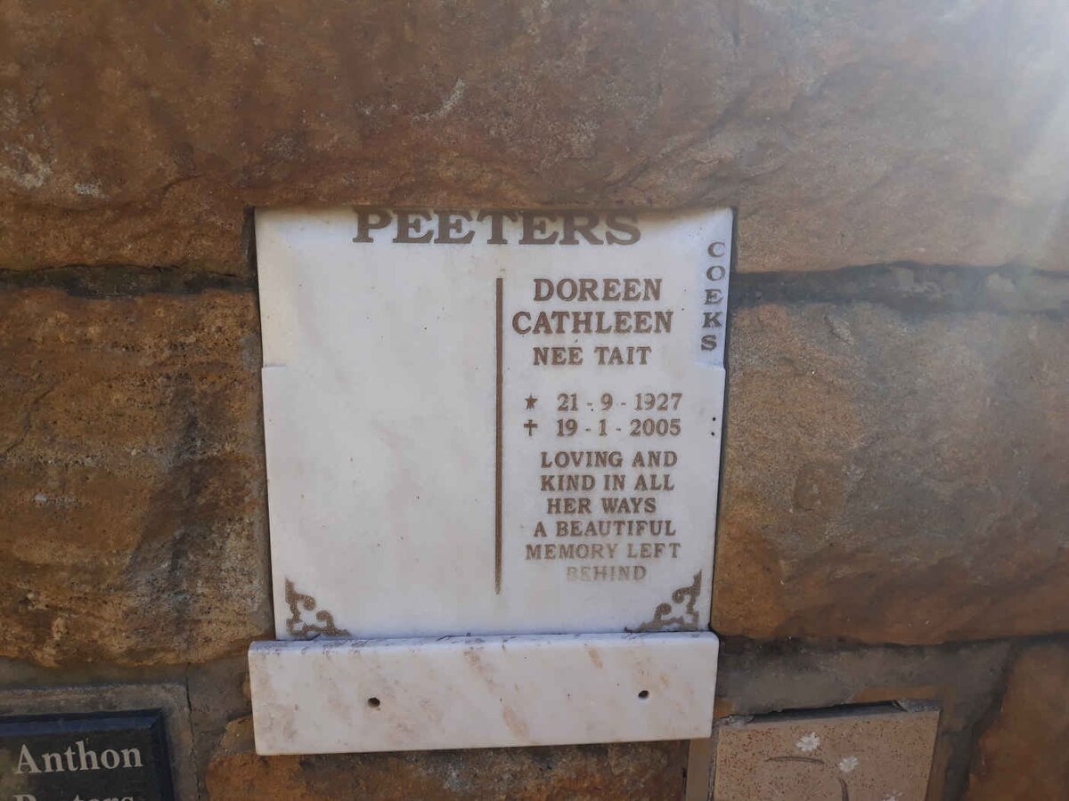 PEETERS Doreen Cathleen 1927-2005