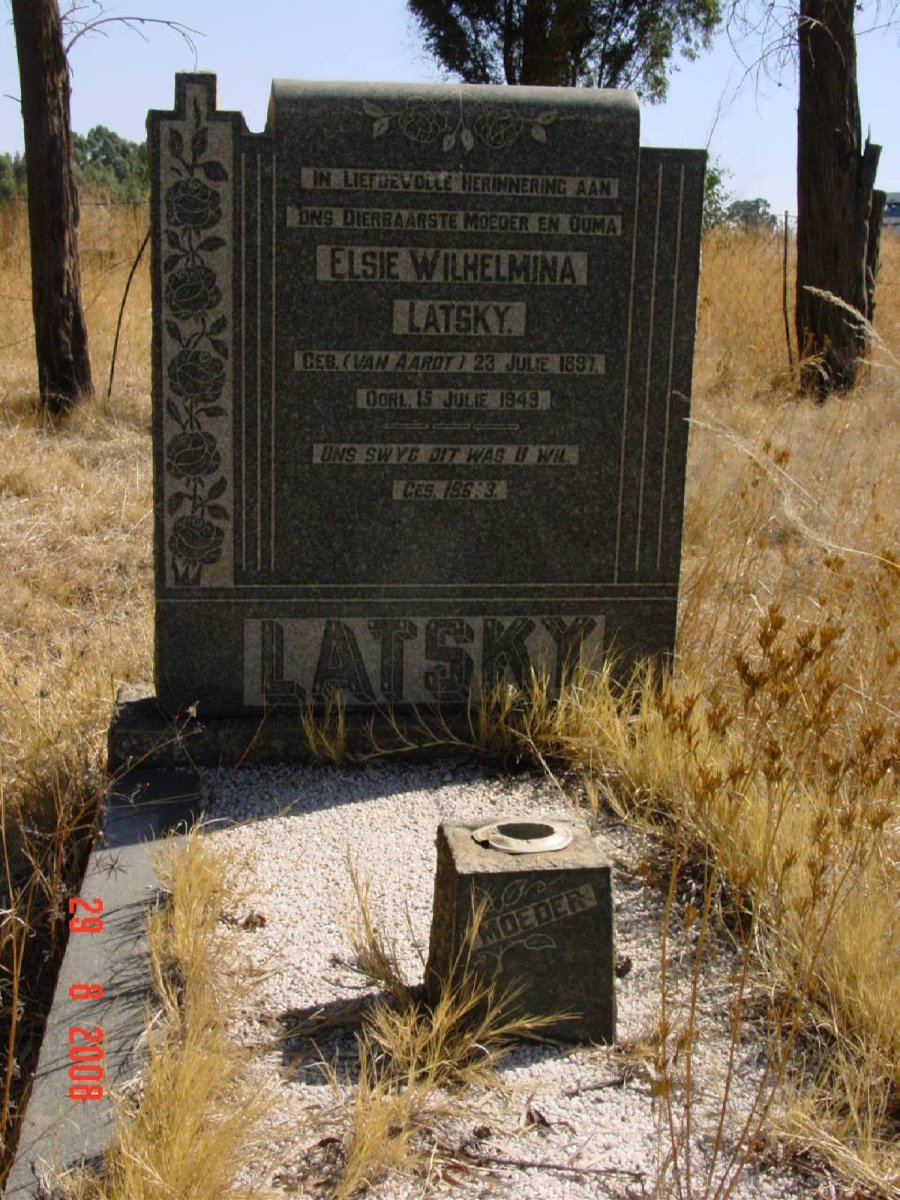 LATSKY Elsie Wilhelmina nee van AARDT 1897-1949