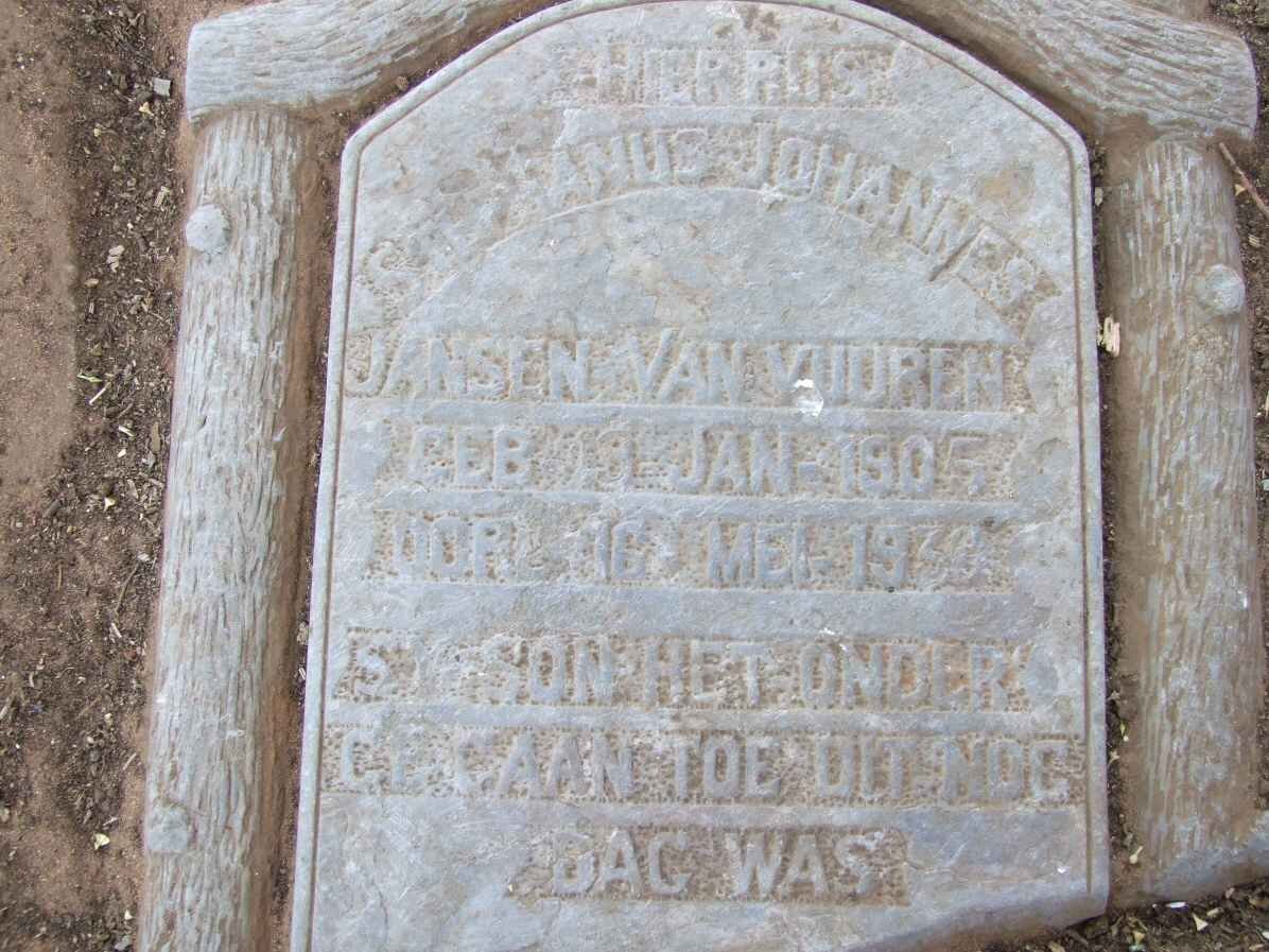 VUUREN Stephanus Johannes. Jansen van 1905-1936