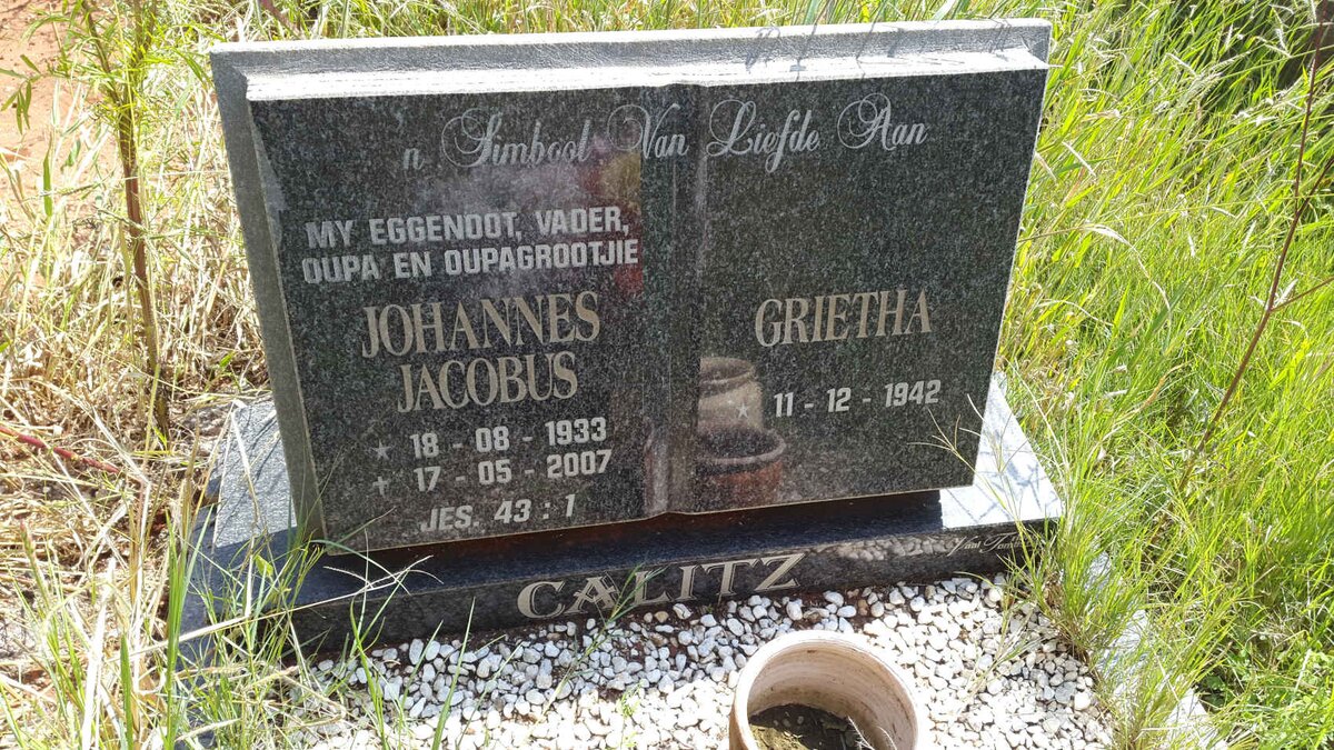 CALITZ Johannes Jacobus 1933-2007 &amp; Grietha 1942-