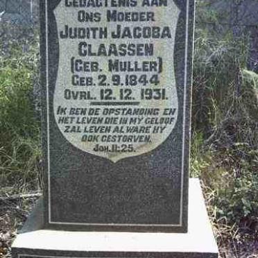 CLAASSEN Judith Jacoba nee MULLER 1844-1931