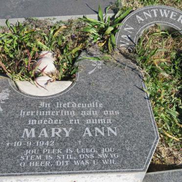 ANTWERPEN Jacobus Andreas, van 1942-1999 &amp; Mary Ann 1942-