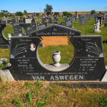 ASWEGEN Gideon J., van 1920-1994 &amp; Maria D. 1918-2014