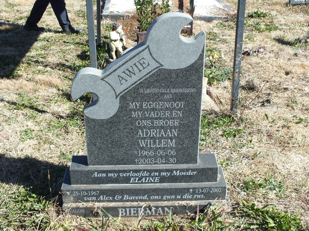 BIERMAN Adriaan Willem 1966-2003 &amp; Elaine 1967-2007