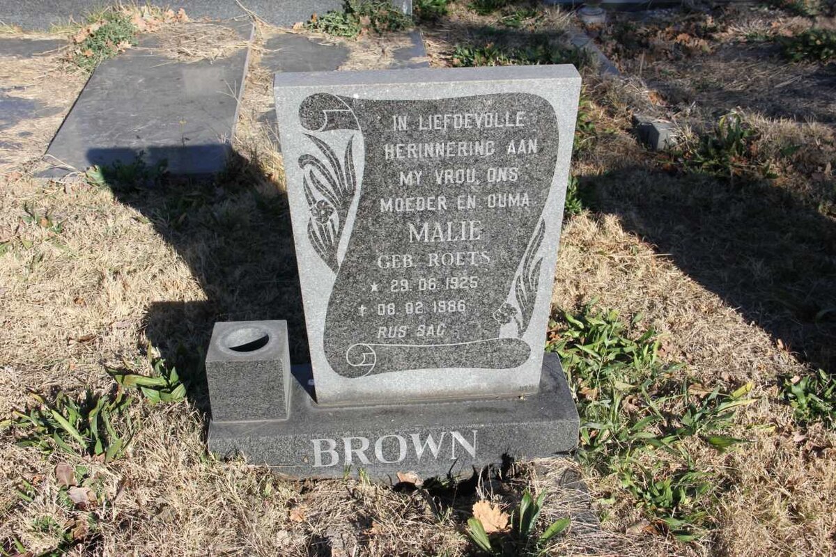 BROWN Malie nee ROETS 1925-1986