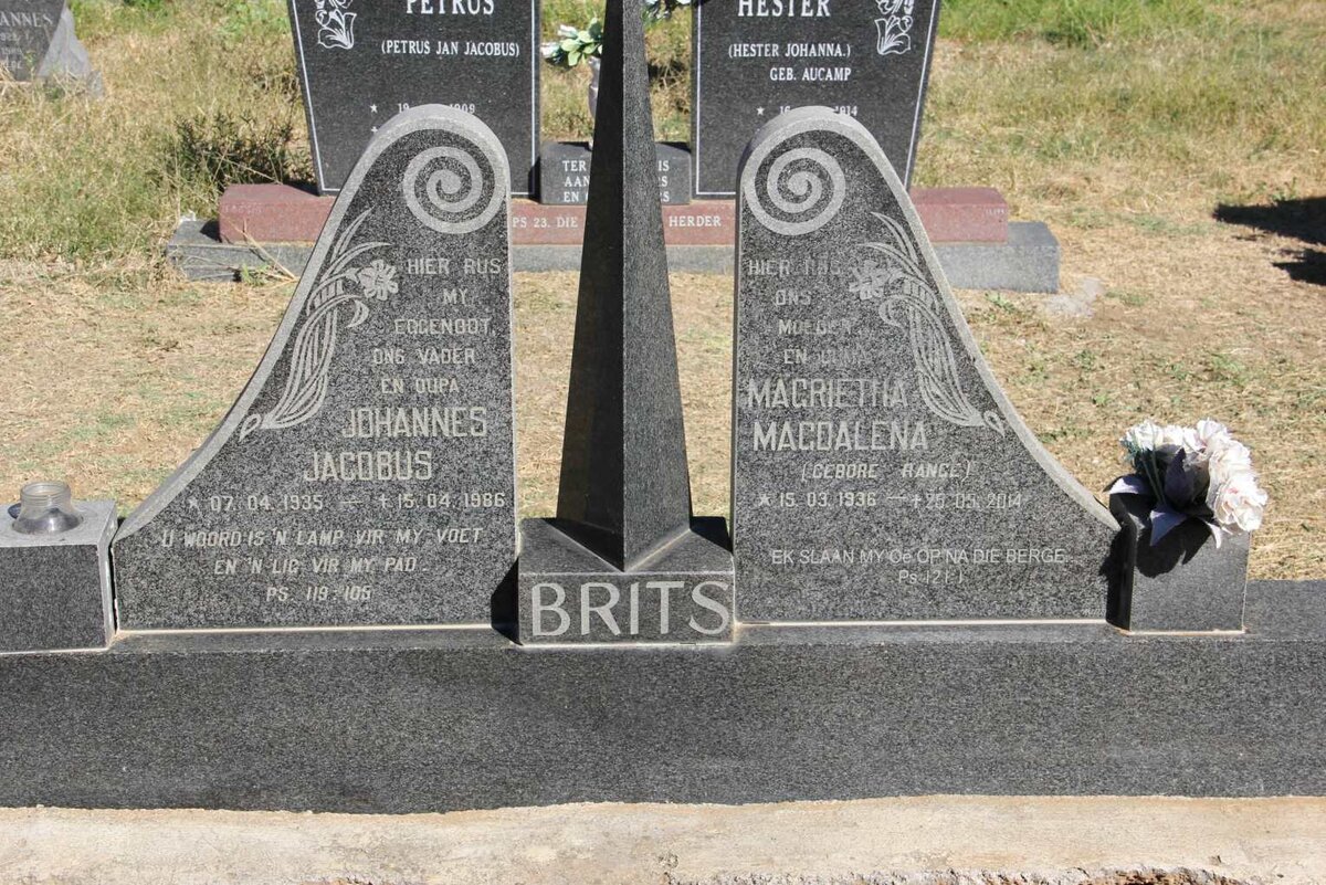 BRITS Johannes Jacobus 1935-1986 &amp; Magrietha Magdalena RANCE 1936-2014