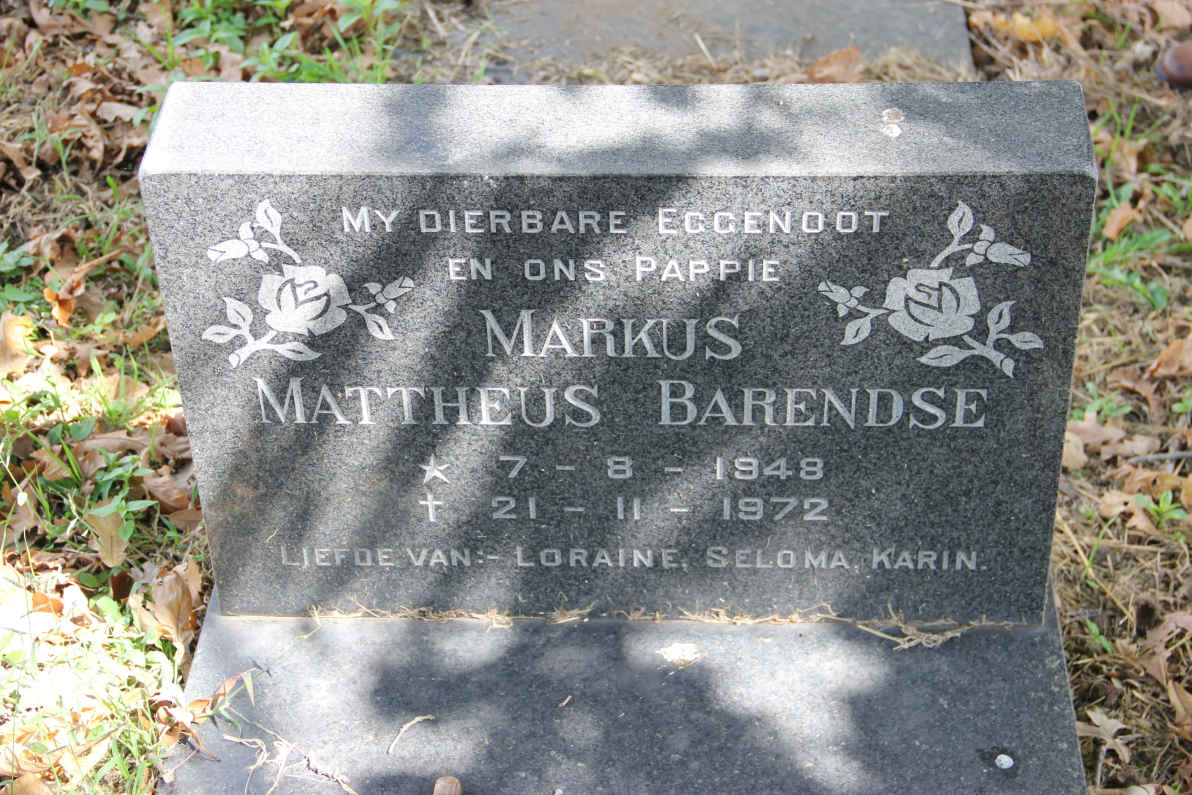 BARENDSE Markus Mattheus 1948-1972