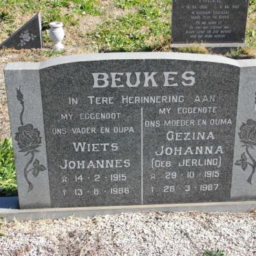 BEUKES Wiets Johannes 1915-1986 &amp; Gezina Johanna JERLING 1915-1987