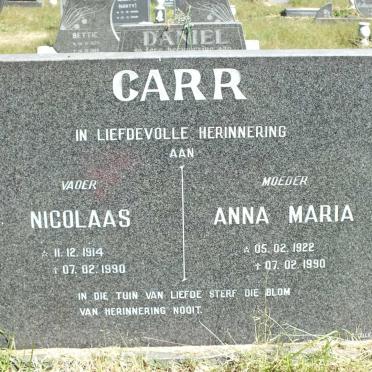 CARR Nicolaas 1914-1990 &amp; Anna Maria 1922-1990