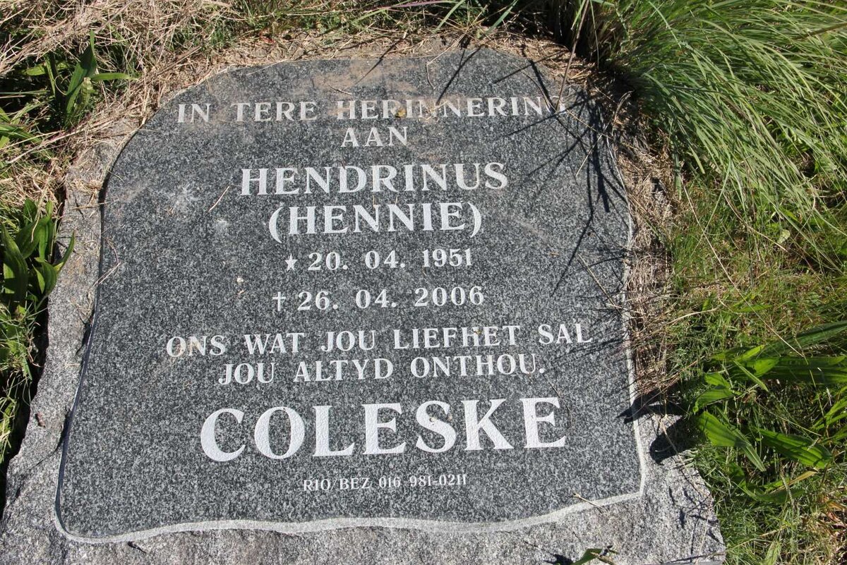 COLESKE Hendrinus 1951-2006