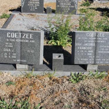 COETZEE Dirk Jacobus Francois 1909-1981 &amp; Dina J. 1911-1990