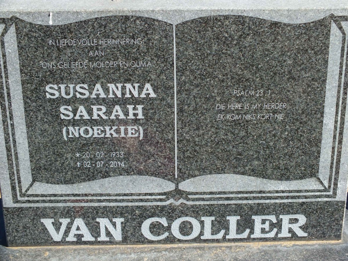 COLLER Susanna Sarah, van 1933-2014