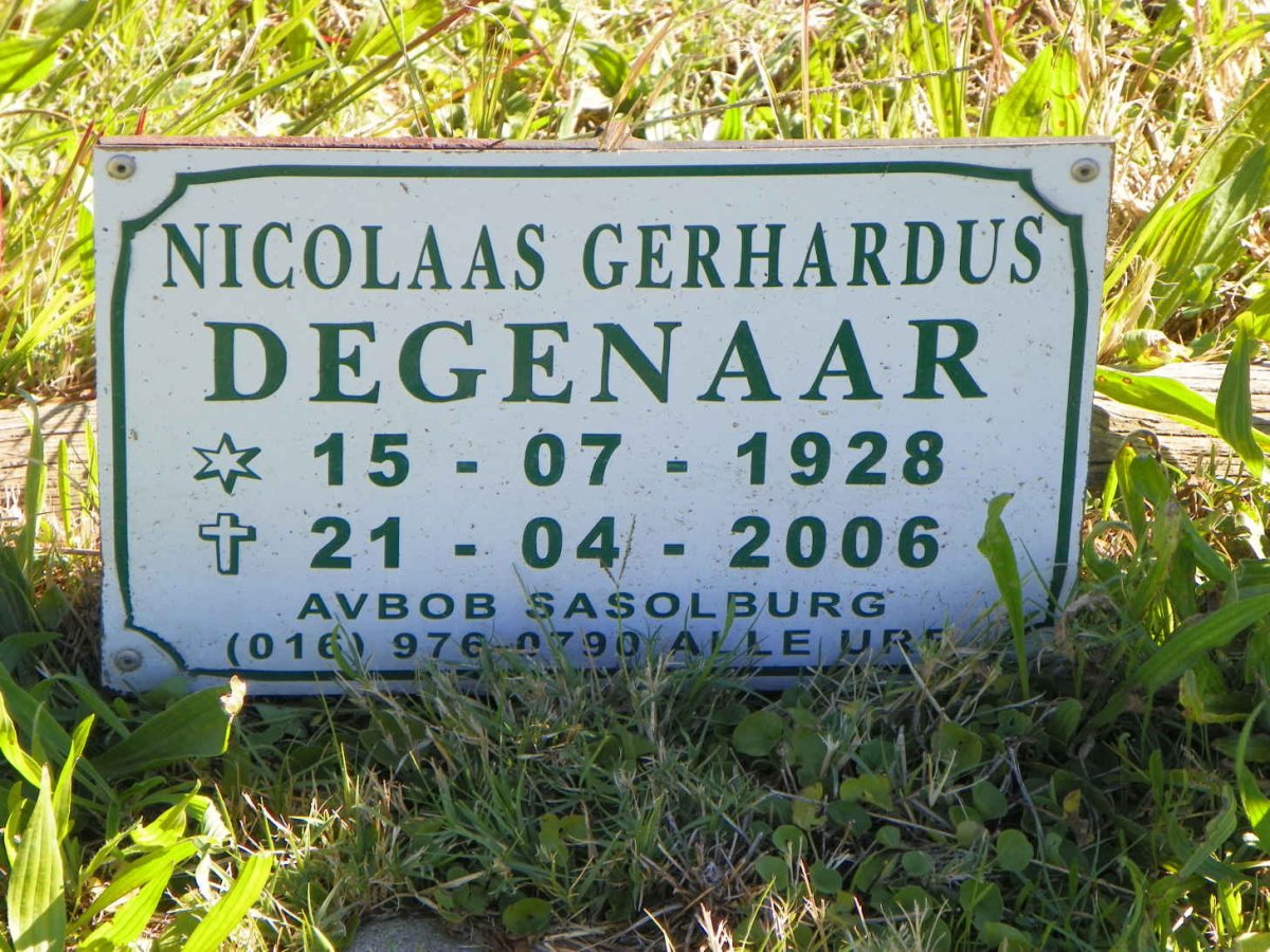 DEGENAAR Nicolaas Gerhardus 1928-2006