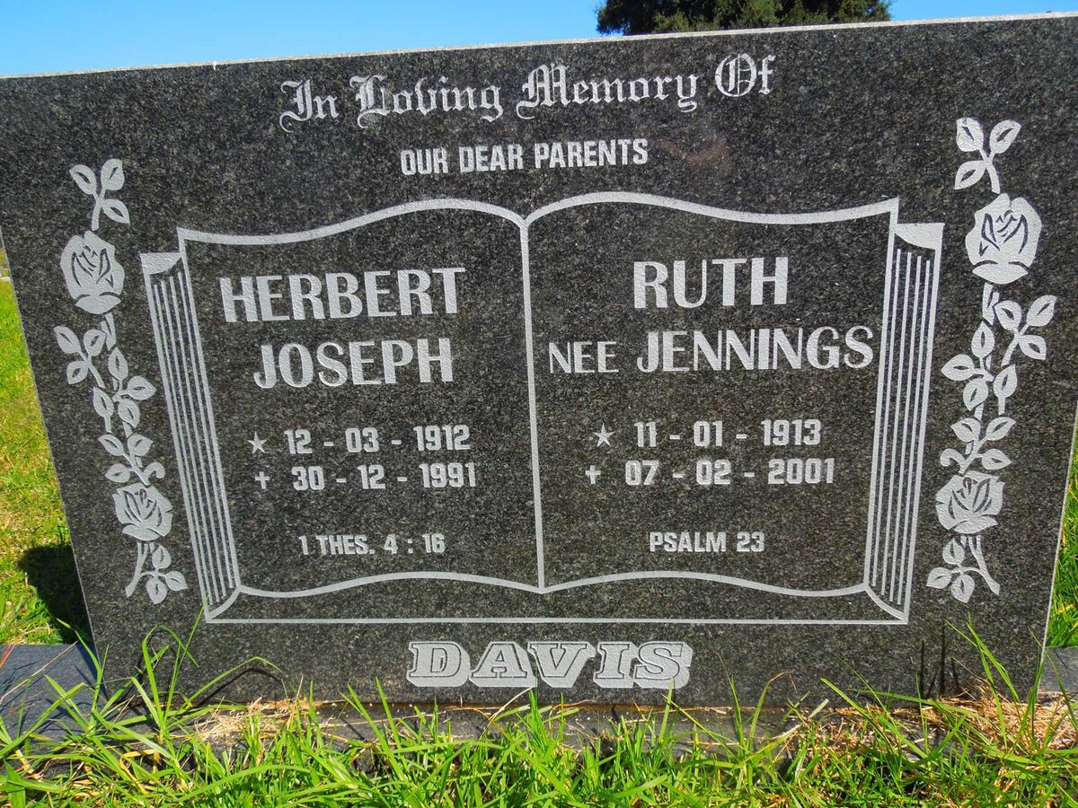 DAVIS Herbert Joseph 1912-1991 &amp; Ruth JENNINGS 1913-2001