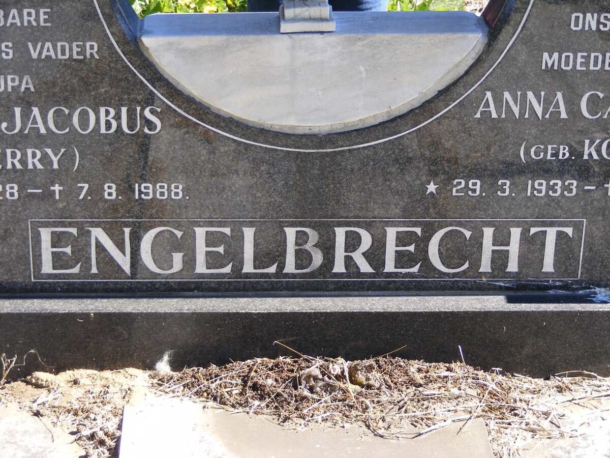 ENGELBRECHT Barend Jacobus 1928-1988 &amp; Anna Catharina KOCH 1933-2012