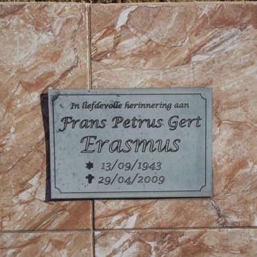 ERASMUS Frans Petrus Gert 1943-2009 &amp; Susanna Johanna 1951-2009