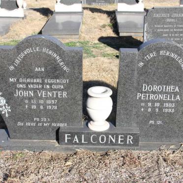 FALCONER John Venter 1897-1978 &amp; Dorothea Petronella 1903-1993