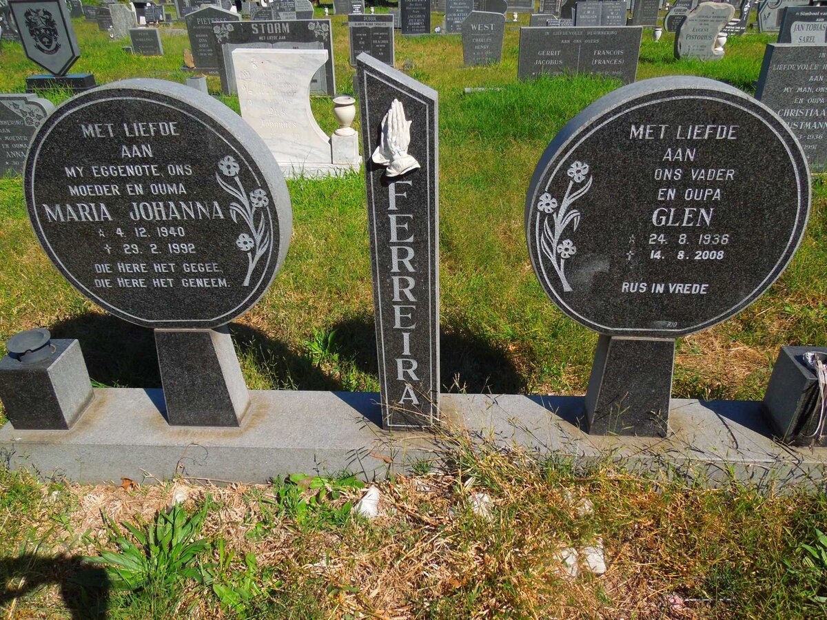 FERREIRA Glen 1936-2008 &amp; Maria Johanna 1940-1992