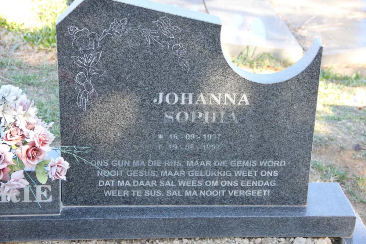 FOURIE Christoffel Johannes Adrian 1933-1999 &amp; Johanna Sophia 1937-1997