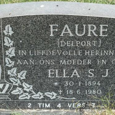 FAURE Ella S.J.nee DELPORT 1894-1980