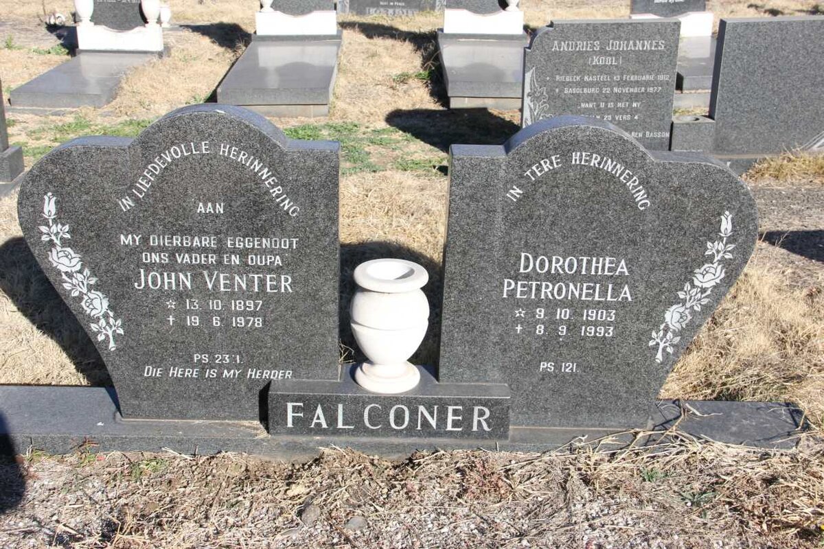 FALCONER John Venter 1897-1978 &amp; Dorothea Petronella 1903-1993