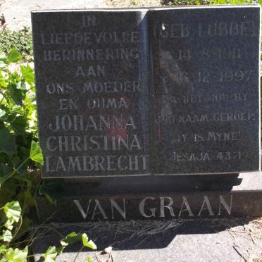 GRAAN Johanna Christina Lambrecht, van nee LUBBE 1911-1997
