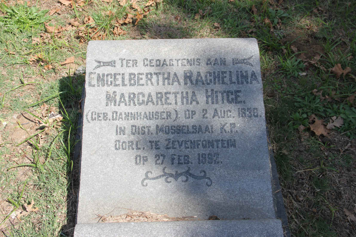 HITGE Engelbertha Rachelina Margaretha nee DANNHAUSER 1836-1892