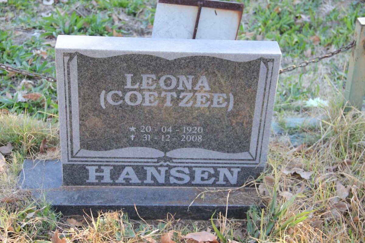 HANSEN Leona nee COETZEE 1920-2008