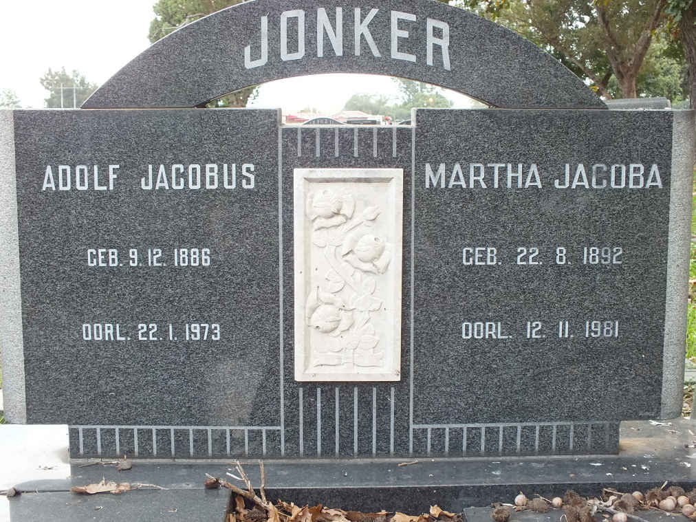 JONKER Adolf Jacobus 1886-1973 &amp; Martha Jacoba 1892-1981