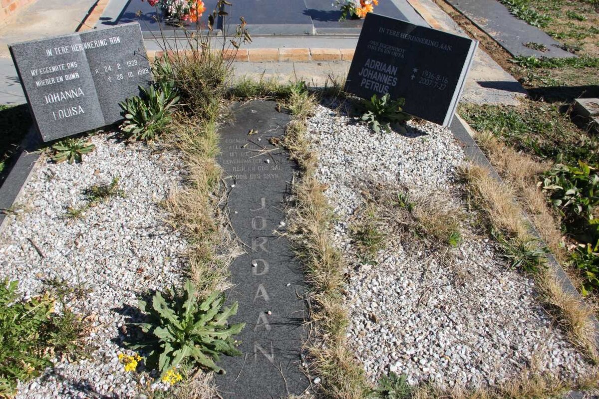 JORDAAN Adriaan Johannes Petrus 1936-2007 &amp; Johanna Louisa 1939-1989