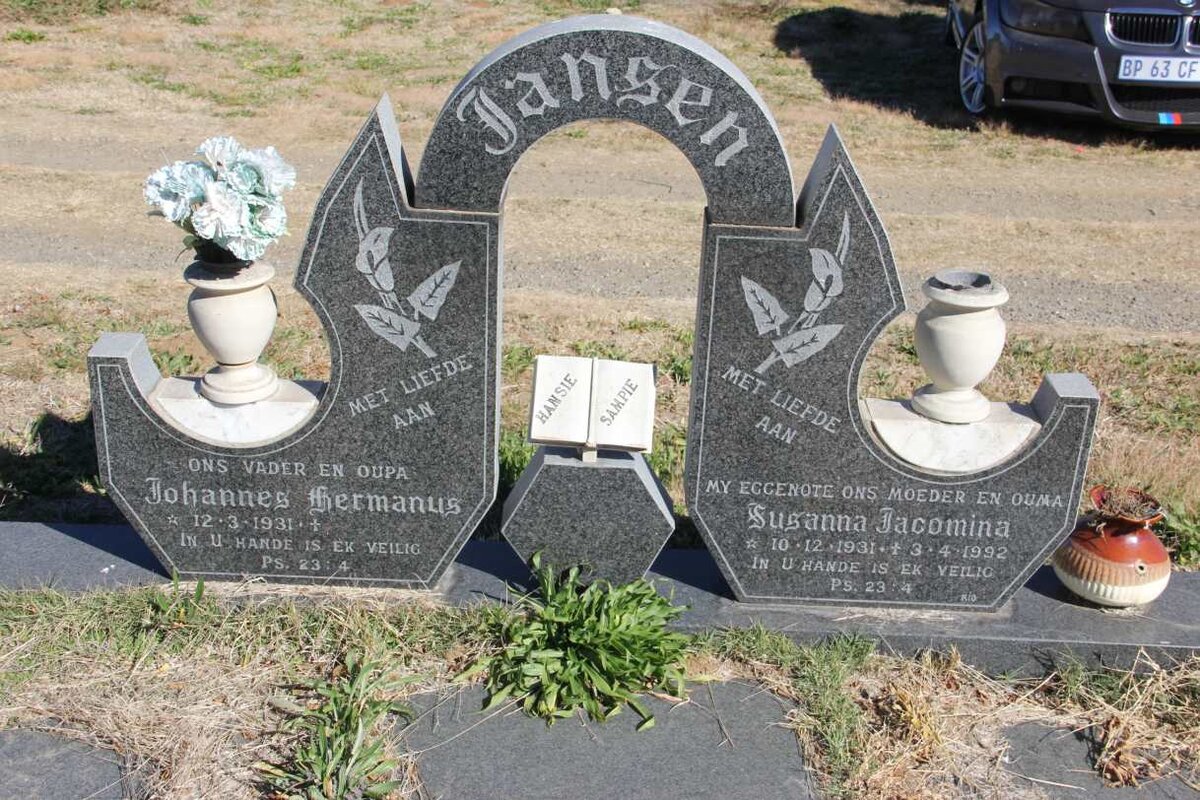 JANSEN Johannes Hermanus 1931- &amp; Susanna Jacomina 1931-1992