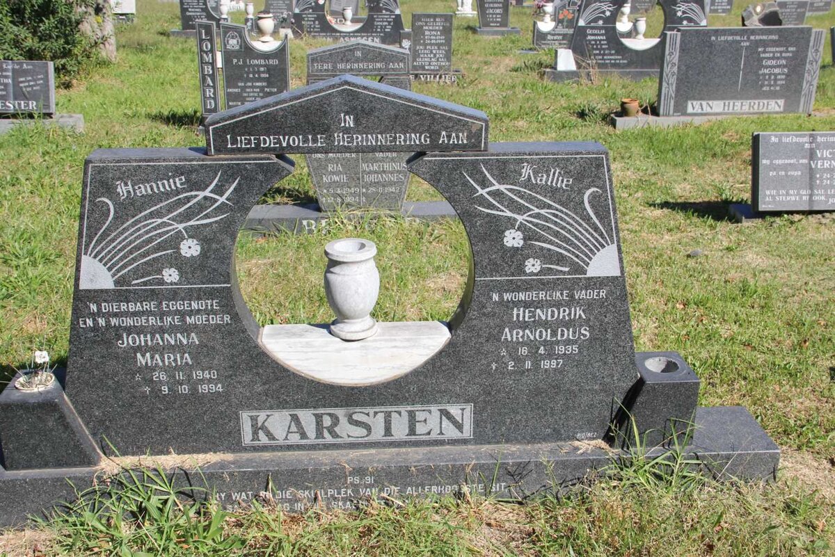 KARSTEN Hendrik Arnoldus 1935-1997 &amp; Johanna Maria 1940-1994