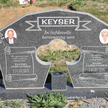 KEYSER David Johannes 1936-2013 &amp; Joan Constance 1938-2016