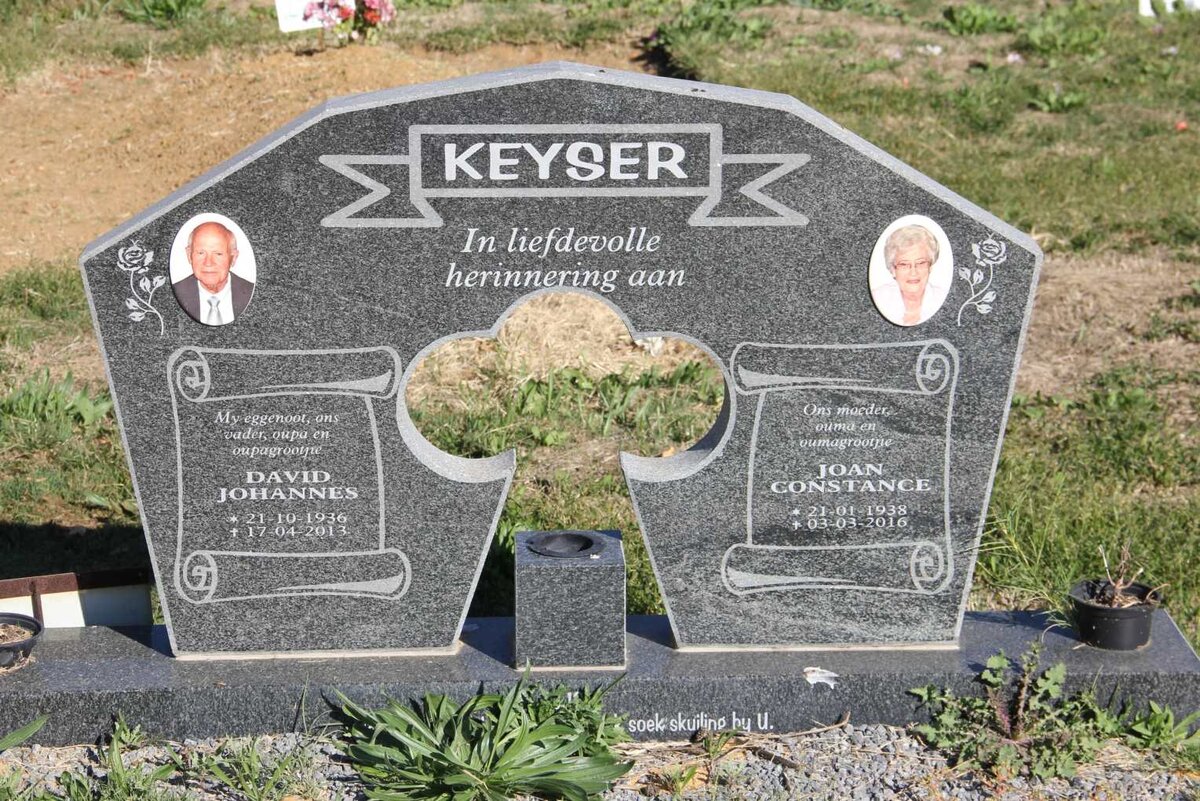 KEYSER David Johannes 1936-2013 &amp; Joan Constance 1938-2016