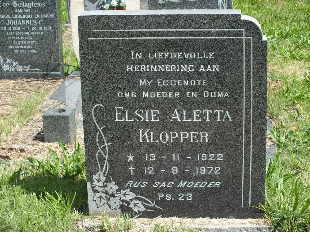 KLOPPER Elsie Aletta 1922-1972