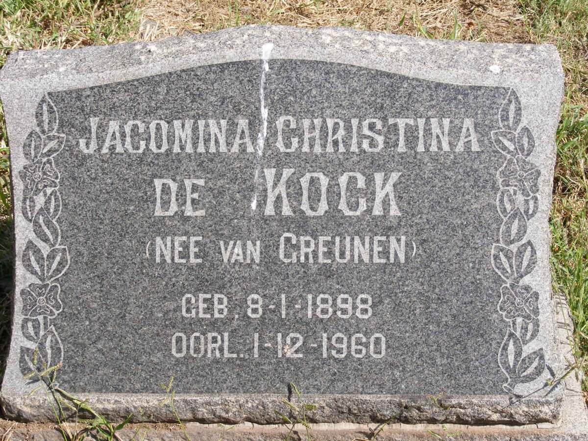 KOCK Jacomina Christina, de nee VAN GREUNEN 1898-1960