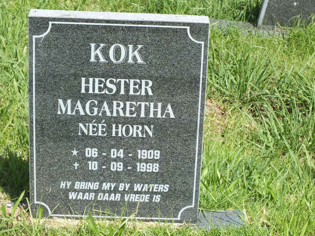 KOK Hester Magaretha nee HORN 1909-1998