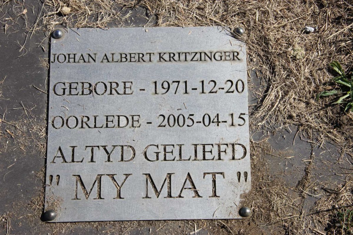 KRITZINGER Johan Albert 1971-2005