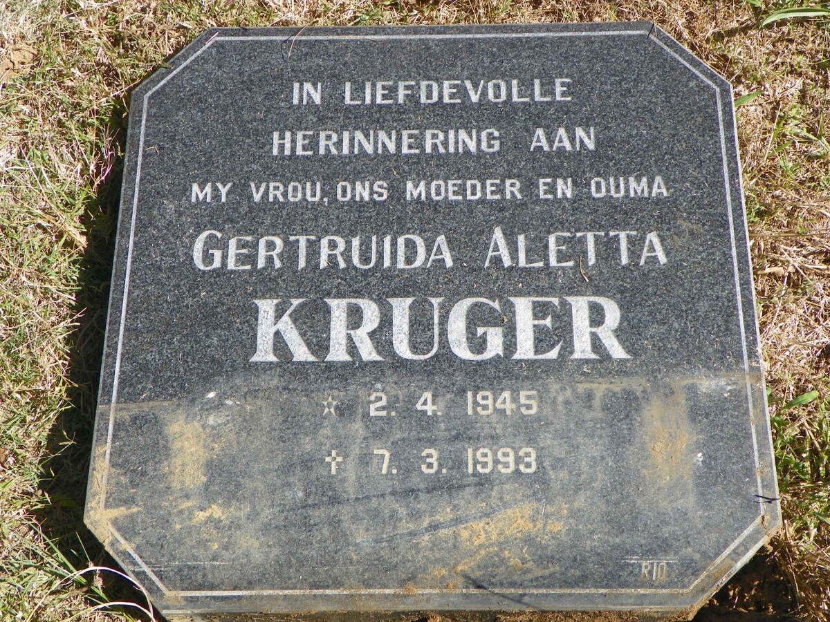 KRUGER Gertruida Aletta 1945-1993