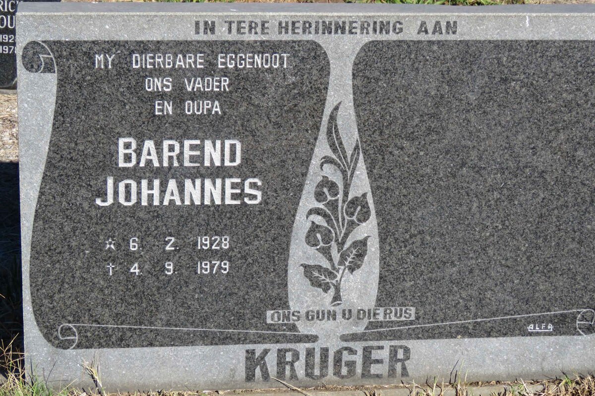 KRUGER Barend Johannes 1928-1979