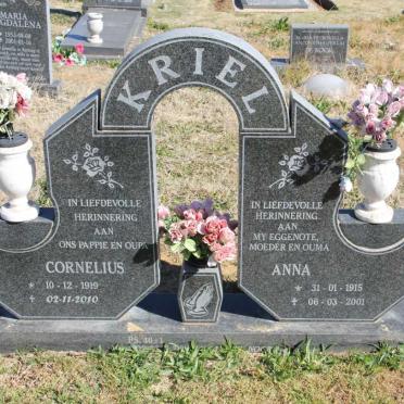 KRIEL Cornelius 1919-2010 &amp; Anna 1915-2001