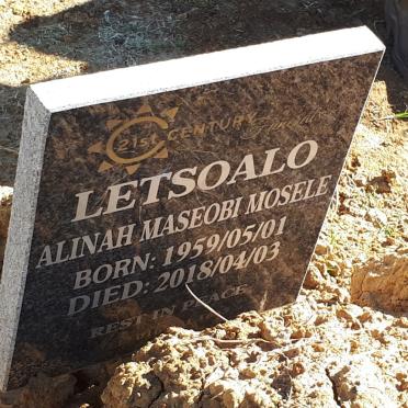 LETSOALO Alinah Maseobi Mosele 1959-2018