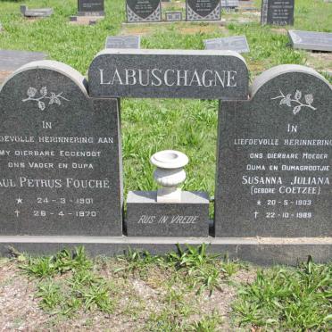 LABUSCHAGNE Paul Petrus Fouche 1901-1970 &amp; Susanna Juliana COETZEE 1903-1989