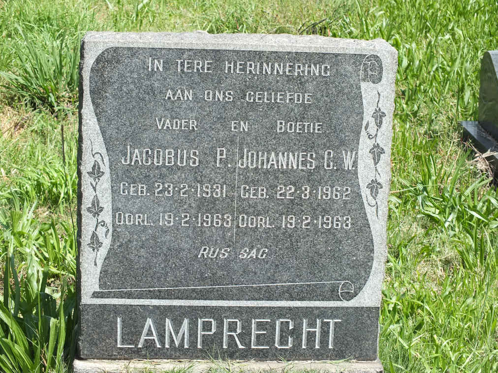 LAMPRECHT Jacobus P. 1931-1963 :: LAMPRECHT Johannes C.W. 1962-1963
