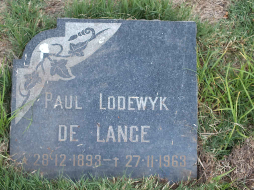 LANGE Paul Lodewyk, de 1893-1963