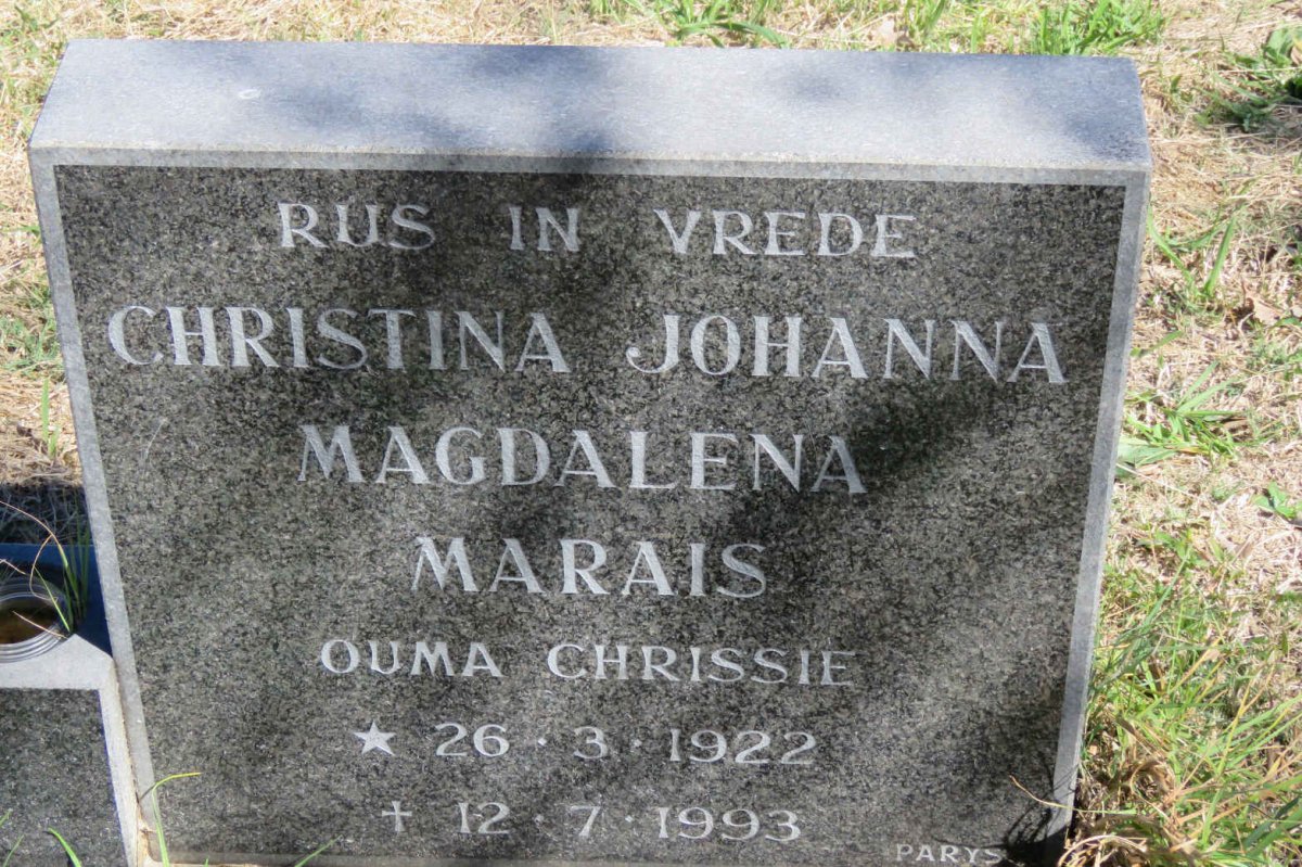 MARAIS Christina Johanna Magdalena 1922-1993